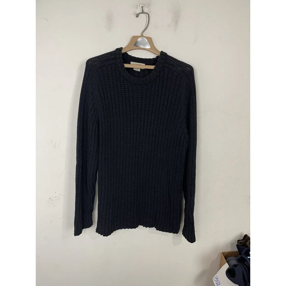 J Crew Mens Sweater XL Navy‎ Blue Fisherman Cotton Heavyweight Knit Nautical